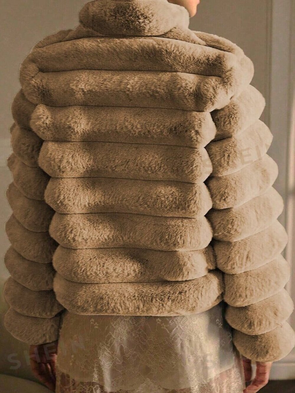 Camel Casual Women's Zipper Stand Collar Ribbed Fleece Coat - Picture 2 of 5